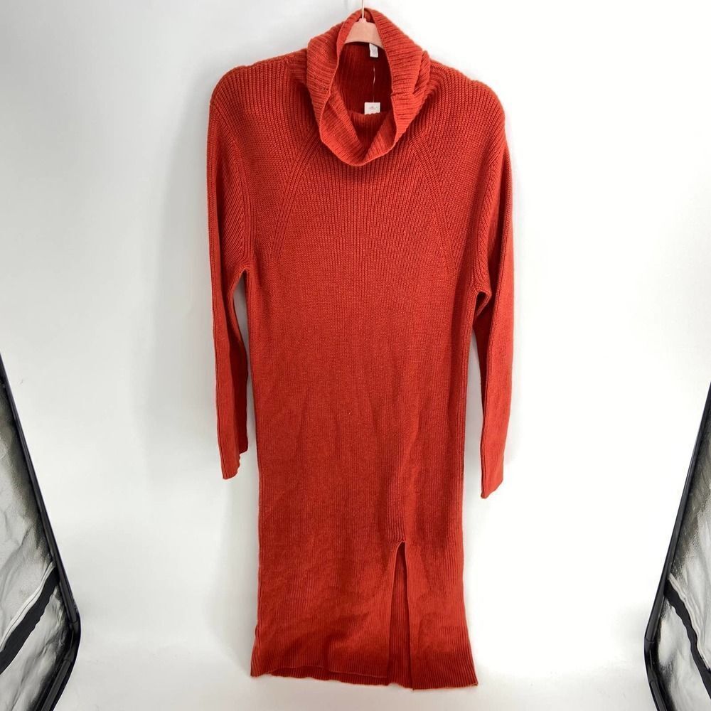 Abound burnt orange mock Neck long sleeve Midi Sweater Dress Womens Medium NWT